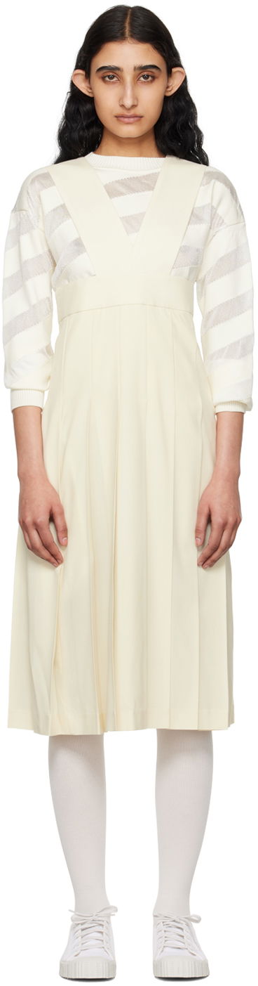 Klä Comme des Garçons Comme des Garçons Girl Pleated Midi Dress Vit | NM-A008-051