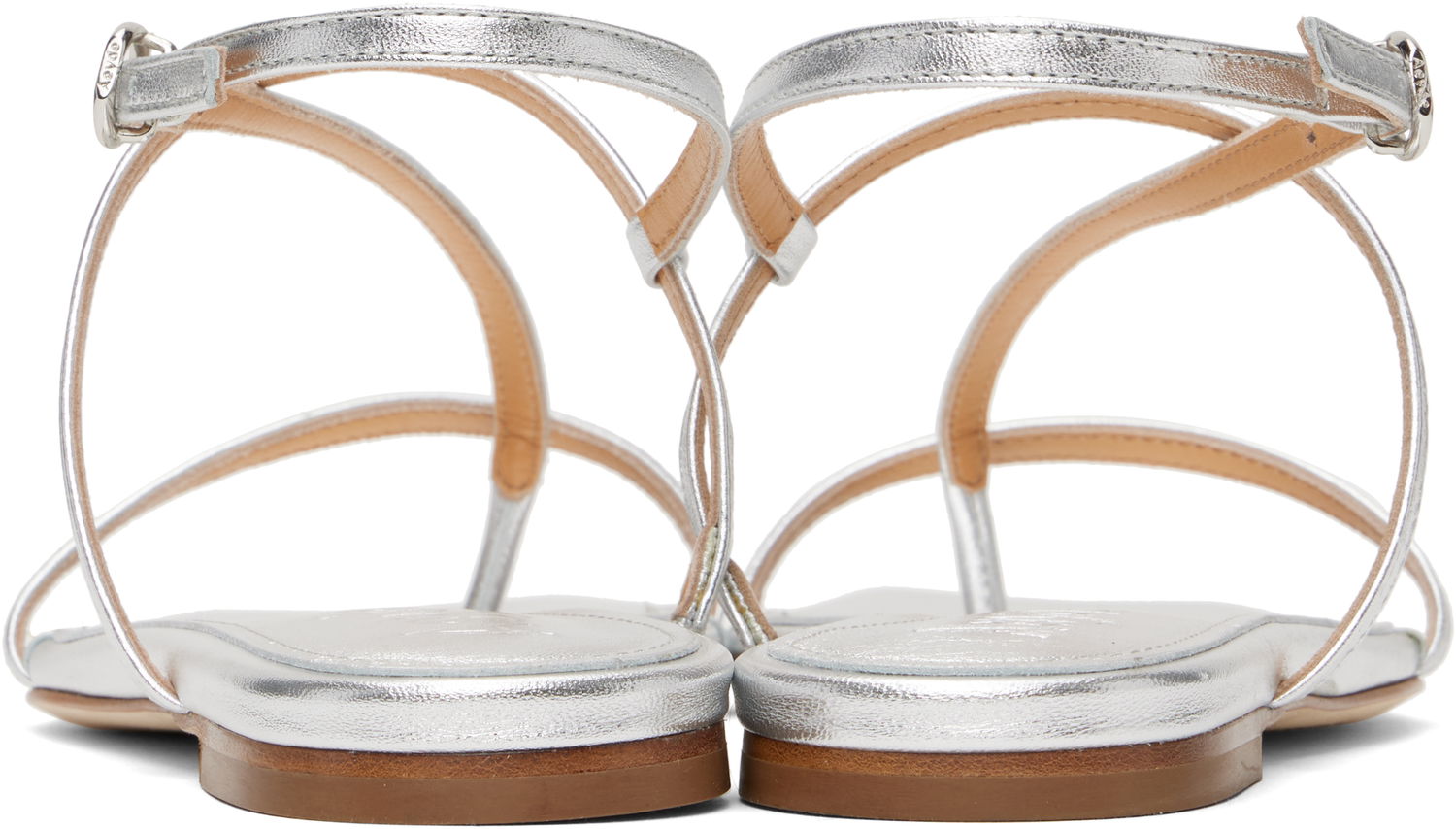 Skovård Aeyde Aeyde Ella Leather Toe-Post Sandals Metallisk | A11-FS-BERS8MFL-0121-920-007, 1
