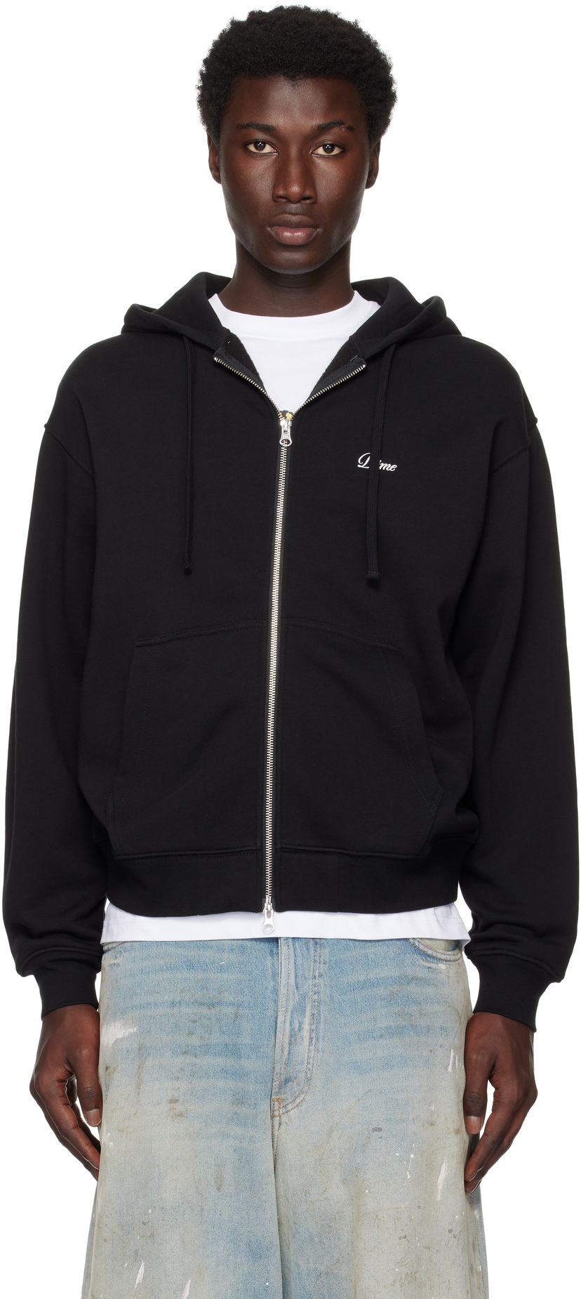 Sweatshirt Dime Cursive Small Logo Zip Hoodie Svart | DIMESU2549BLK