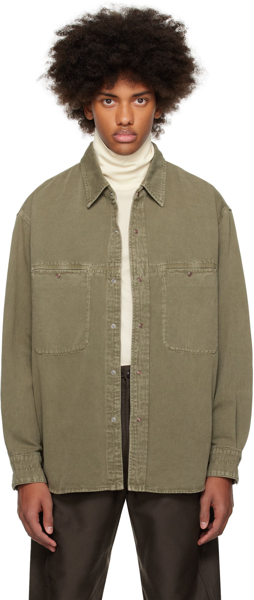 Skjorta LEMAIRE Lemaire Snaps Denim Shirt Grön | SH1126 LD1027
