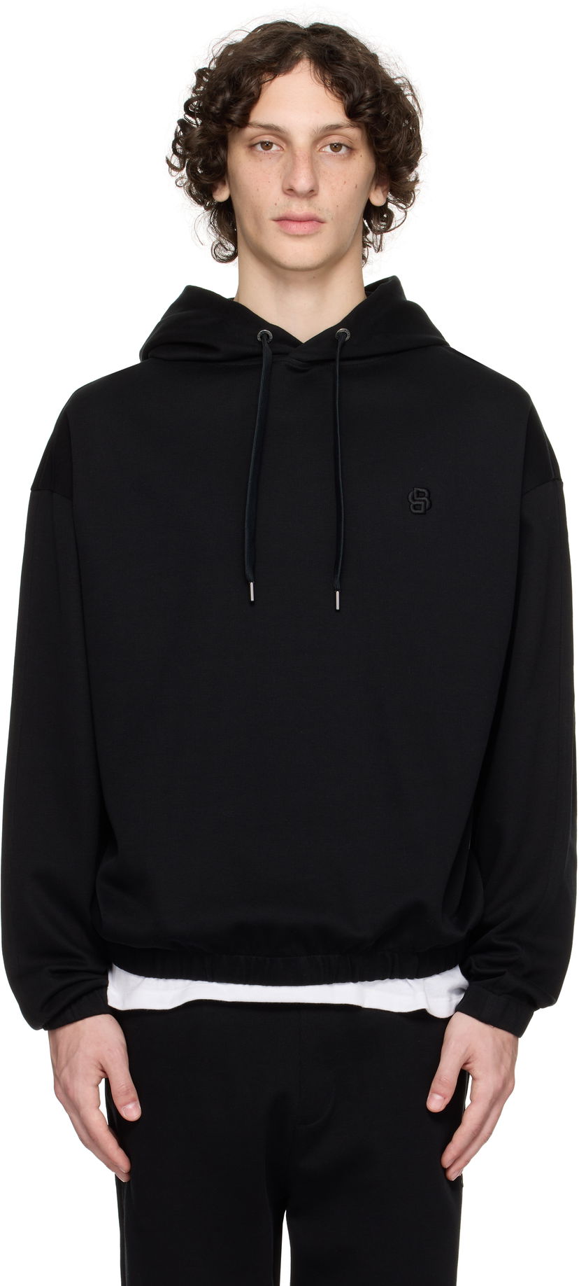 Sweatshirt BOSS BOSS Relaxed-Fit Mercerized Cotton Hoodie Svart | 50544099