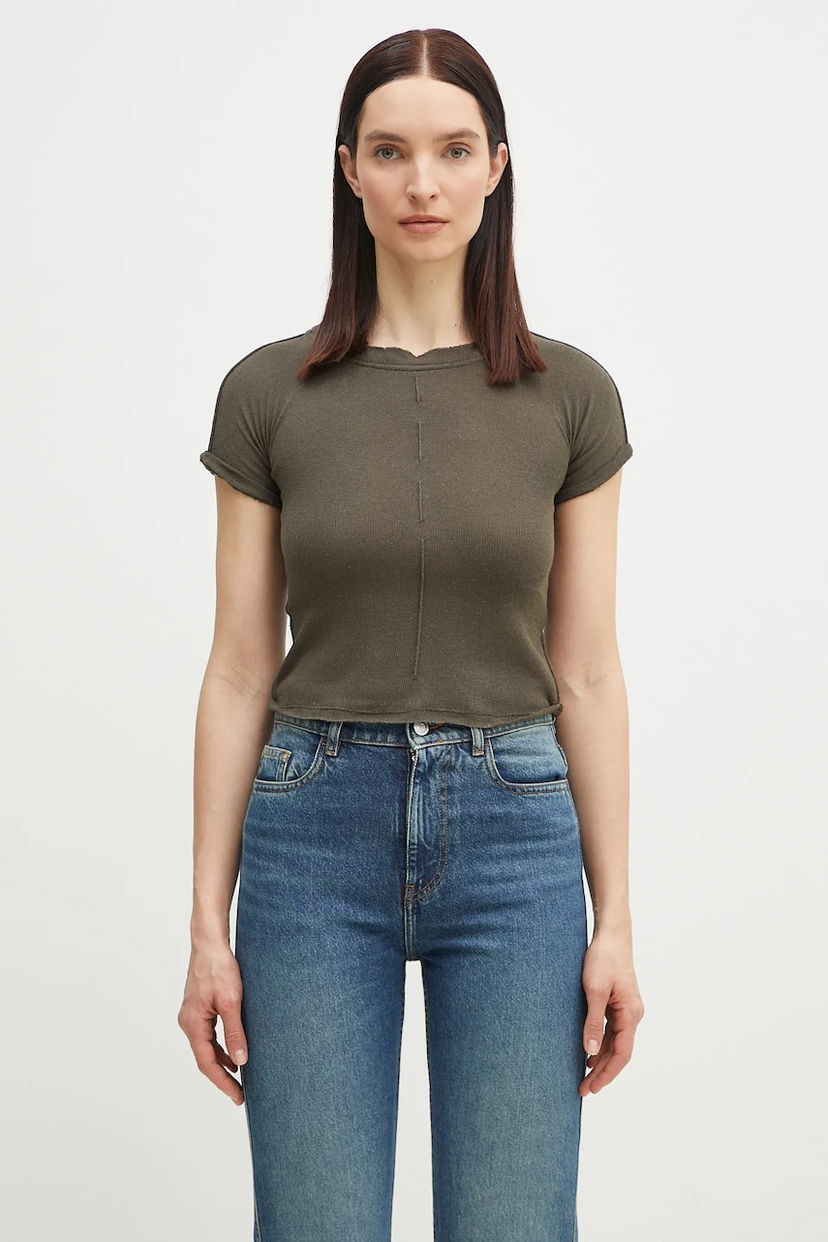Crop top Ottolinger Ottolinger Deconstructed Linen T-Shirt Grön | 105.101106.01