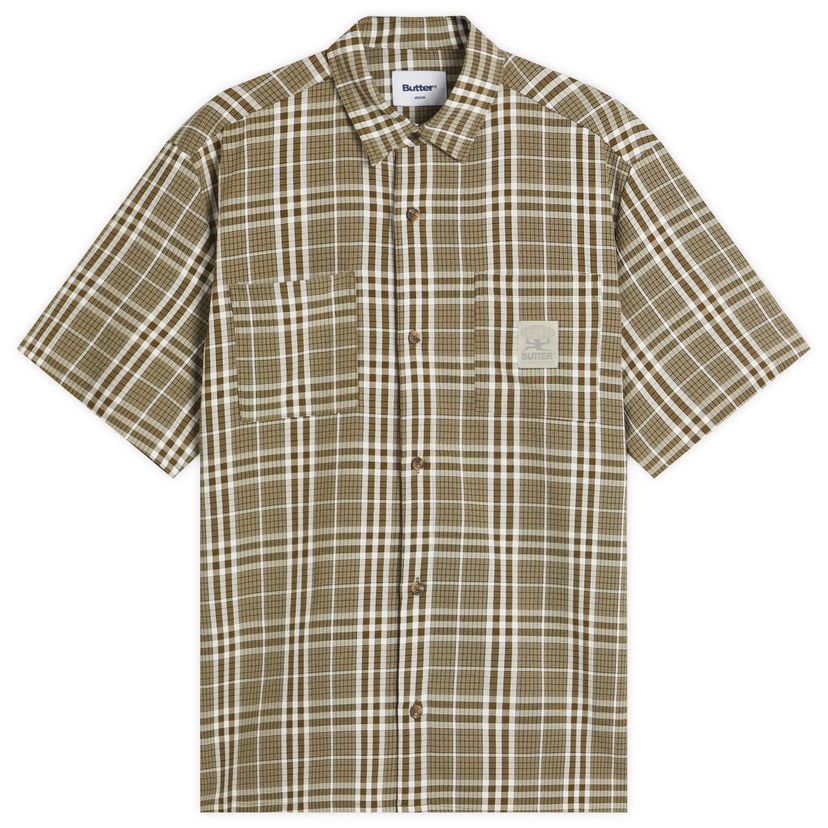 Skjorta Butter Goods Equipment Plaid Shirt, Size Large Brun | BG252408-GRN