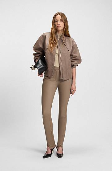 Bomberjacka BOSS BOSS Mixed-Fabric Bomber Jacket Brun | 50543411, 1