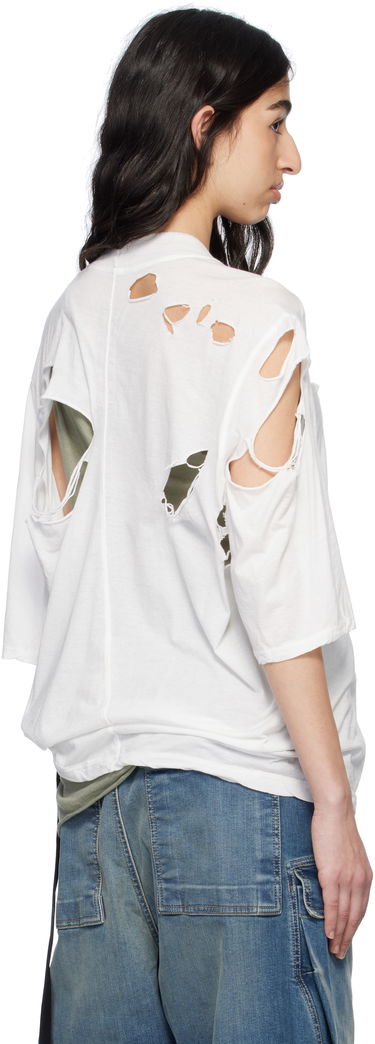 T-shirt Rick Owens Rick Owens DRKSHDW Distressed T-Shirt Vit | DS01E3201 BHDSD, 2