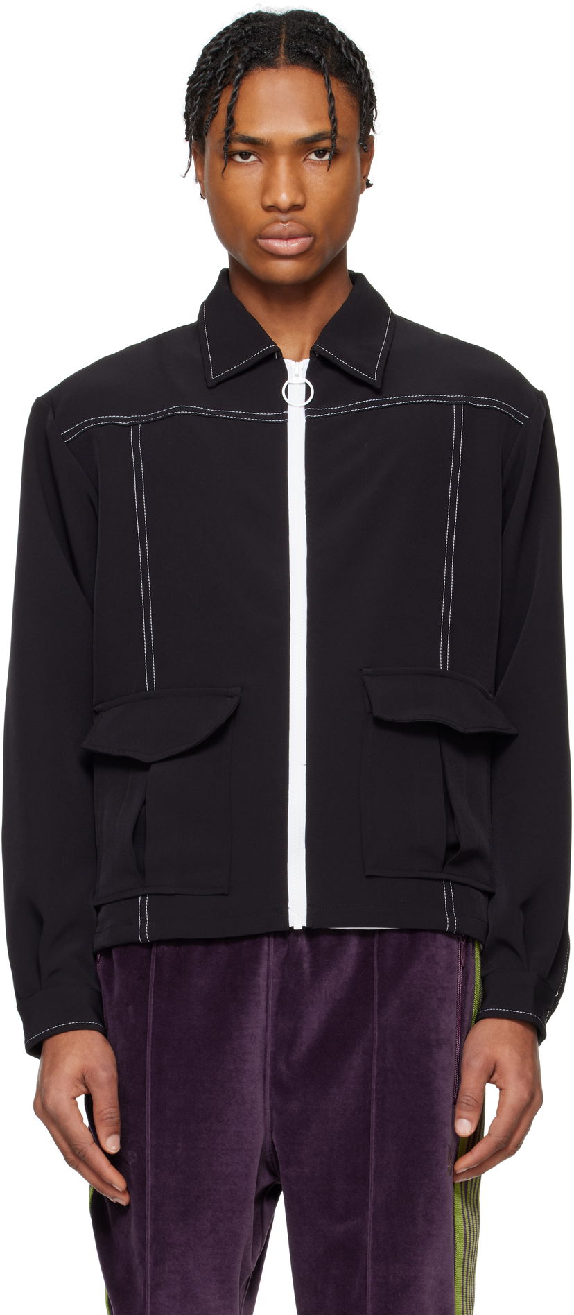 Jacka Needles NEEDLES Stitched Sport Jacket Svart | QV194