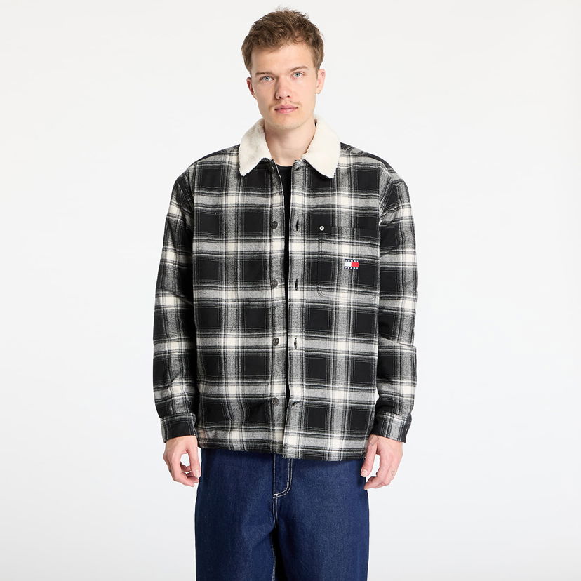 Skjorta Tommy Hilfiger Tommy Jeans Check Teddy Mix Overshirt Svart | DM0DM20241 BDS