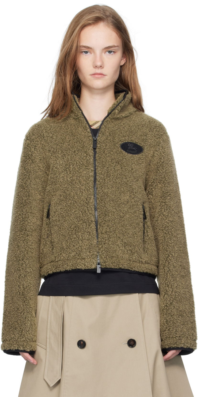 Jacka Burberry Burberry Cropped Fleece Jacket Grön | 8109274