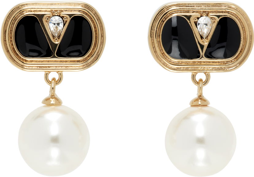 Örhängen Valentino Valentino Garavani Gold-Tone & Pearl Ovalette Earrings Vit | 7Y2J0X91NBS