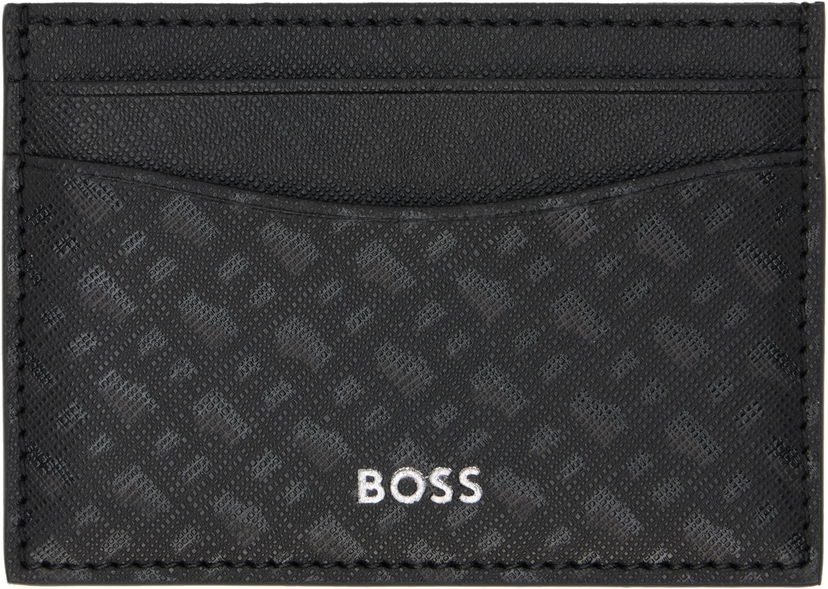 Plånbok BOSS Saffiano Leather Card Holder Svart | 50542389