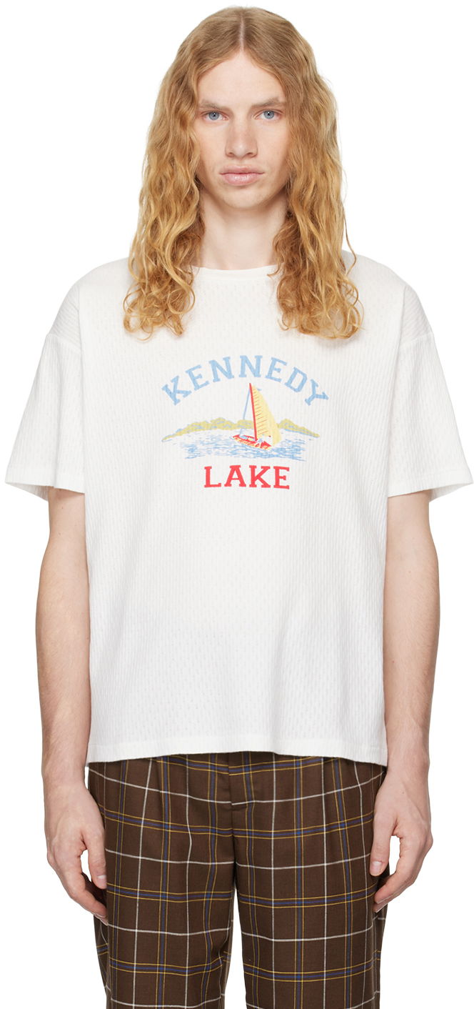 T-shirt Bode Kennedy Lake Graphic Print T-Shirt Vit | MRF24CS010