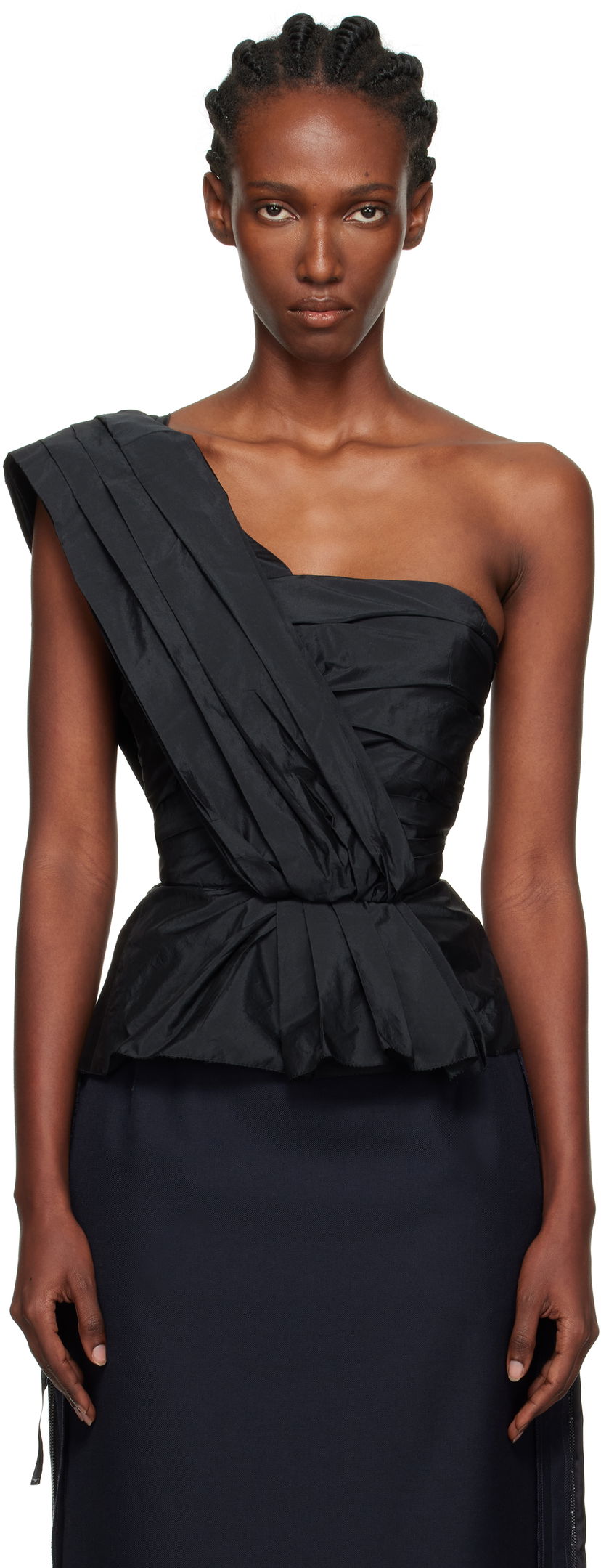 T-shirts och linne Maison Margiela Maison Margiela Pleated One-Shoulder Top Svart | S51NC0629 M35350