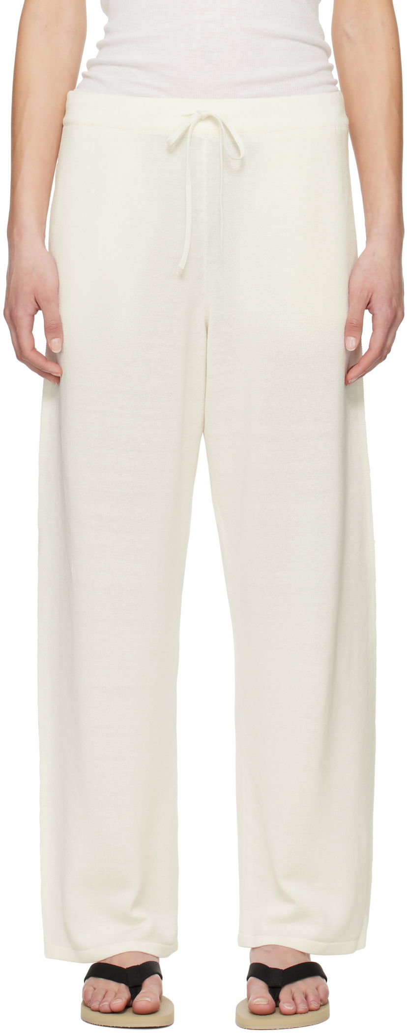 Träningsbyxor The Row The Row Jory Knitted Drawstring Trousers Vit | 8809-Y889