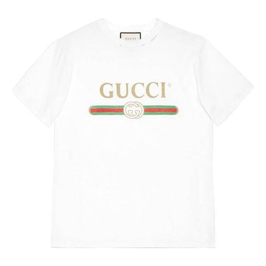 T-shirt Gucci Gucci Short Sleeve T-Shirt with Large Logo Vit | 457095-X5L89-9234