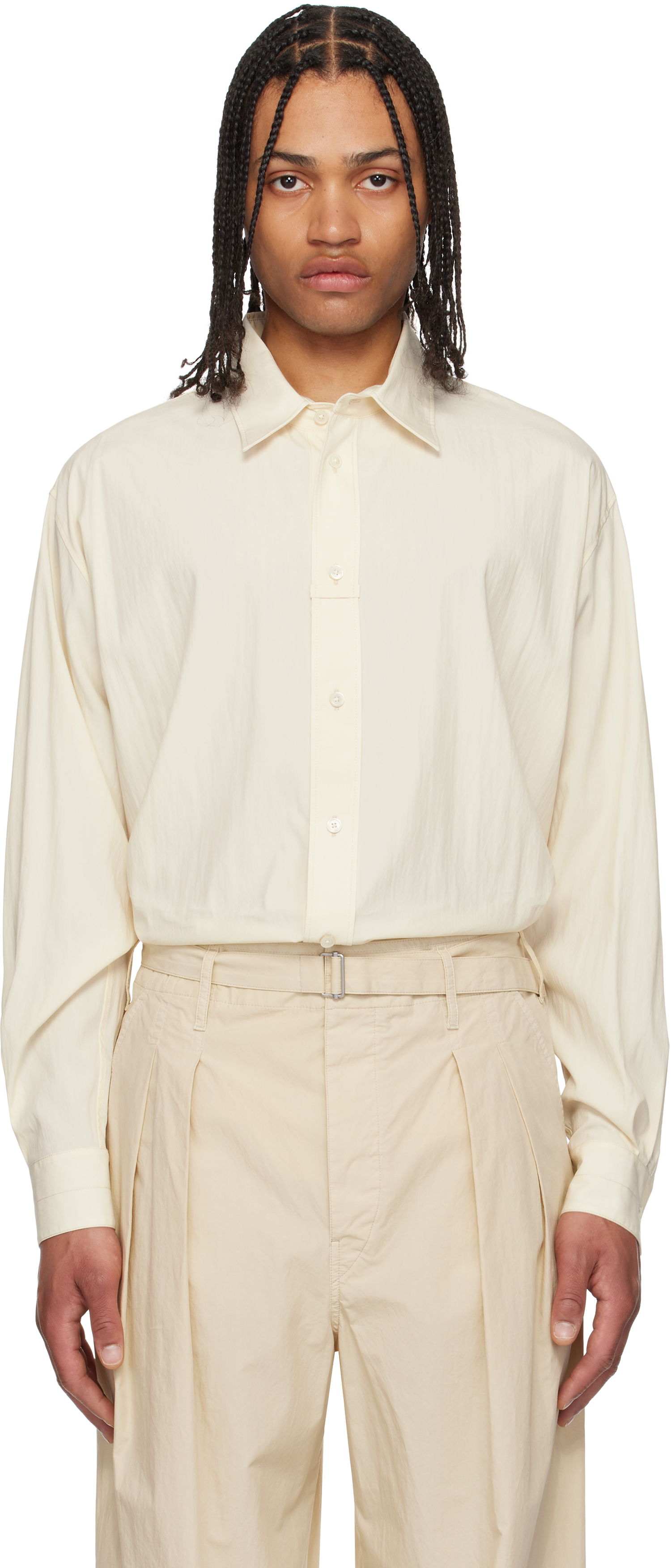 Skjorta LEMAIRE Lemaire Loop Button-Up Shirt Beige | SH1169 LF1370, 0