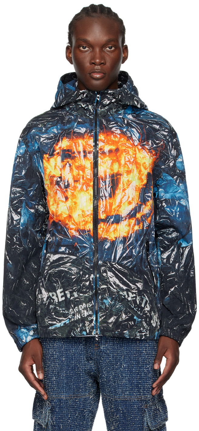 Vindjacka Diesel Poster Print Hooded Jacket Flerfärgad | A15614-0HPAH-9XX
