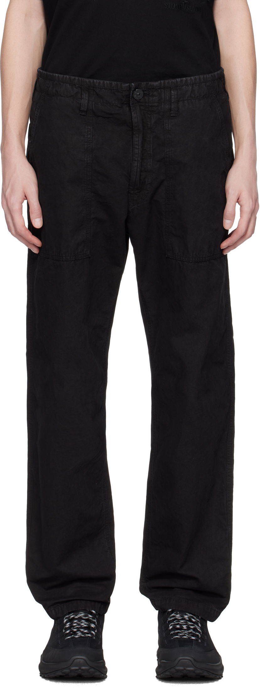 Cargo byxor Stone Island Stone Island Brushed Organic Cotton Canvas Old Effect Trousers Svart | K1S15 3100023 S00WA
