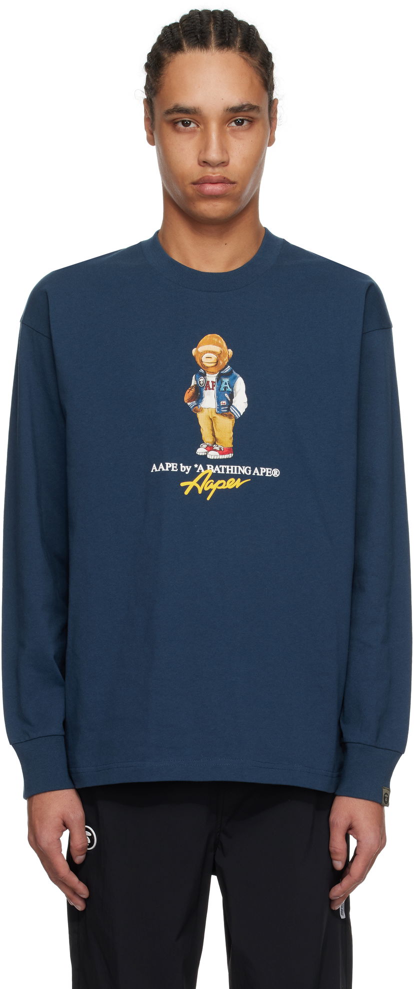 T-shirt AAPE by A Bathing Ape AAPE by A Bathing Ape 'AAPE Theme AAPER' Long Sleeve T-Shirt Mörkblå | AAPLTM1610XXNNYX