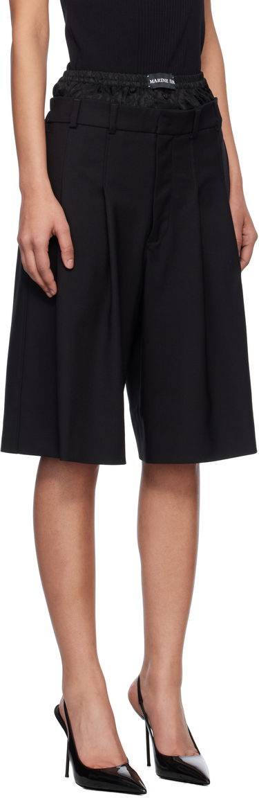 Shorts Marine Serre Marine Serre Virgin Wool Twill Shorts Svart | MSH010A RWOV0001, 1