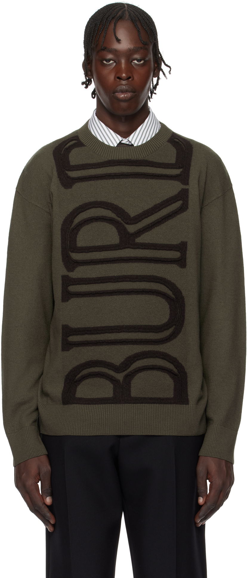 Sweater Burberry Wool Logo Sweater Grön | 8101719
