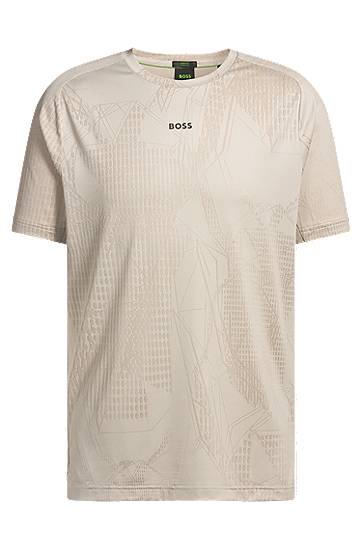 T-shirt BOSS BOSS Active Jacquard-Pattern T-Shirt with Moisture Management Beige | 50537755, 0