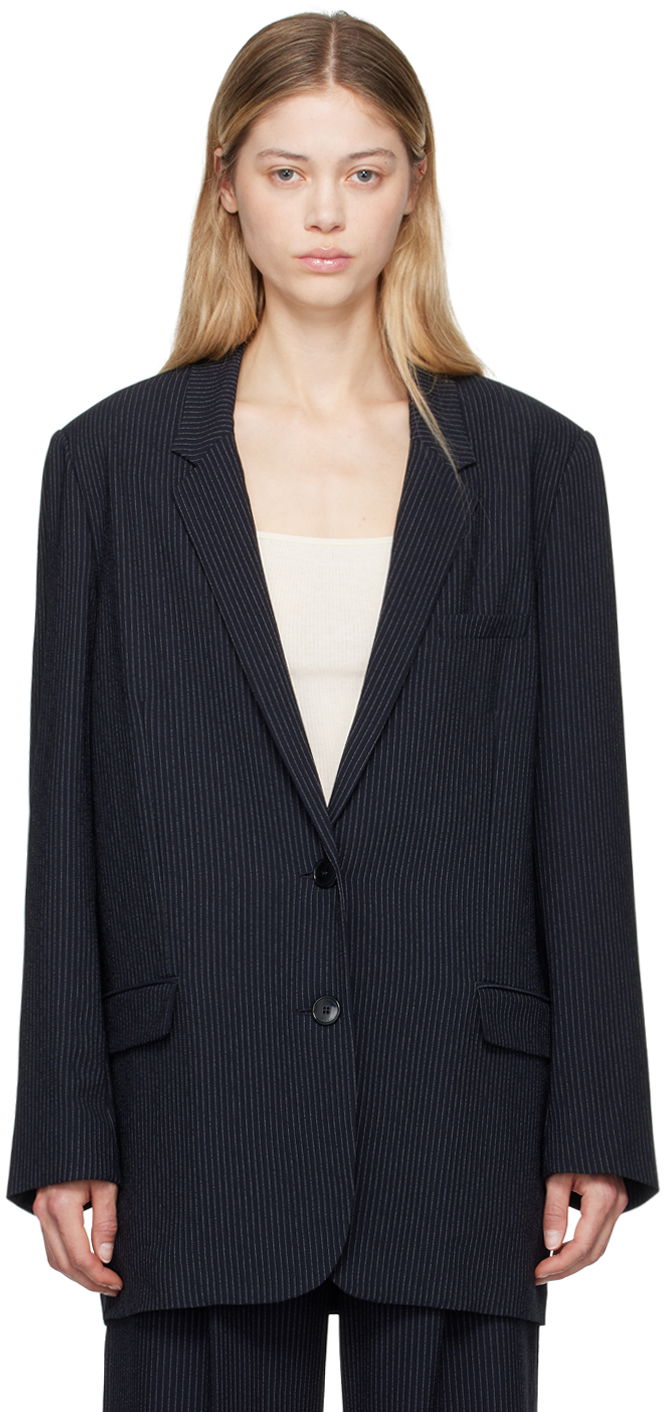 Jacka ISABEL MARANT Pinstriped Single-Breasted Blazer Blå | VE0367FA-B3F01I