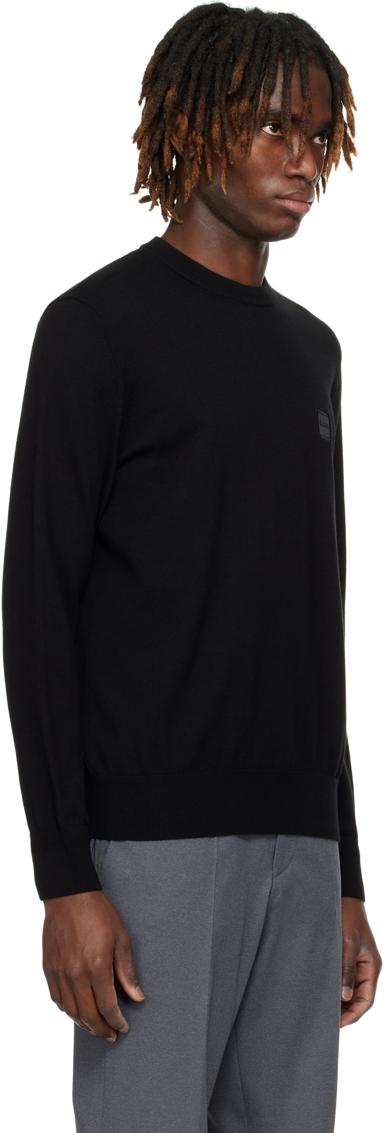 Sweater BOSS BOSS Cotton-Cashmere Regular-Fit Sweater Svart | 50527583, 1