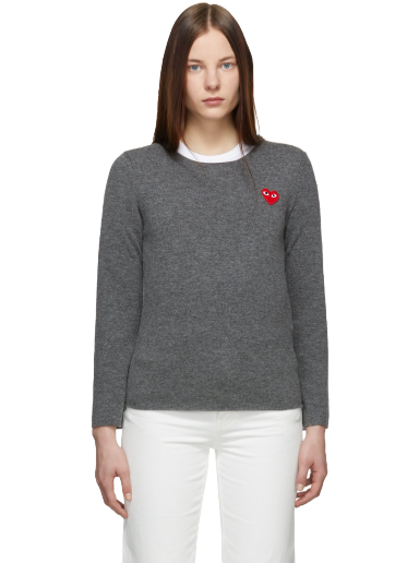 Sweater Comme des Garçons PLAY Heart Patch Sweater Grå | P1N067
