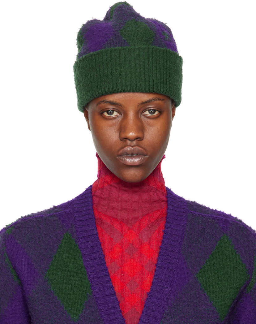 Mössa Burberry Argyle Beanie Grön | 8077626