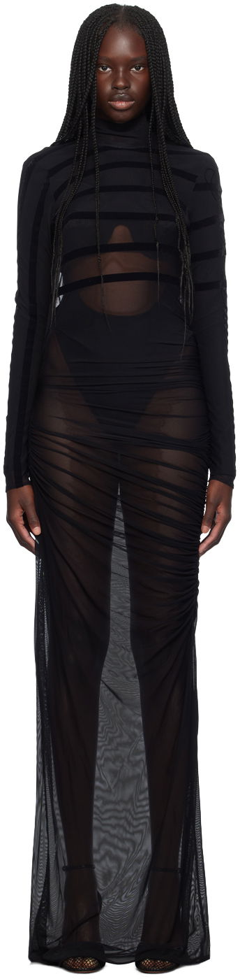 Klä Jean Paul Gaultier Gaultier Striped Maxi Dress Svart | 24/30-F-RO234I-T004-0000