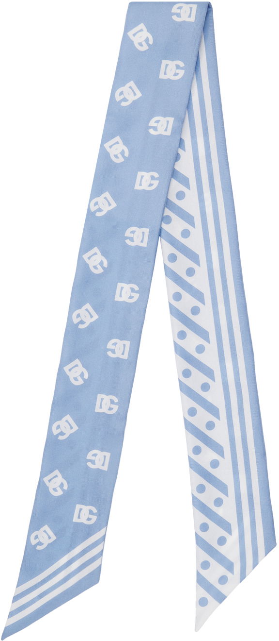 Halsduk Dolce & Gabbana DG Logo Twill Headscarf Blå | FS215A GDB7Y
