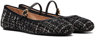 Sneakers och skor Gianvito Rossi Carla Tweed Ballerina Flats Svart | G22223-05GOM-BCP, 3