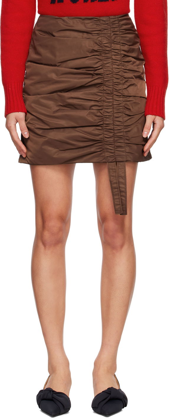 Kjol GANNI GANNI Ruched Mini Skirt Brun | F7373