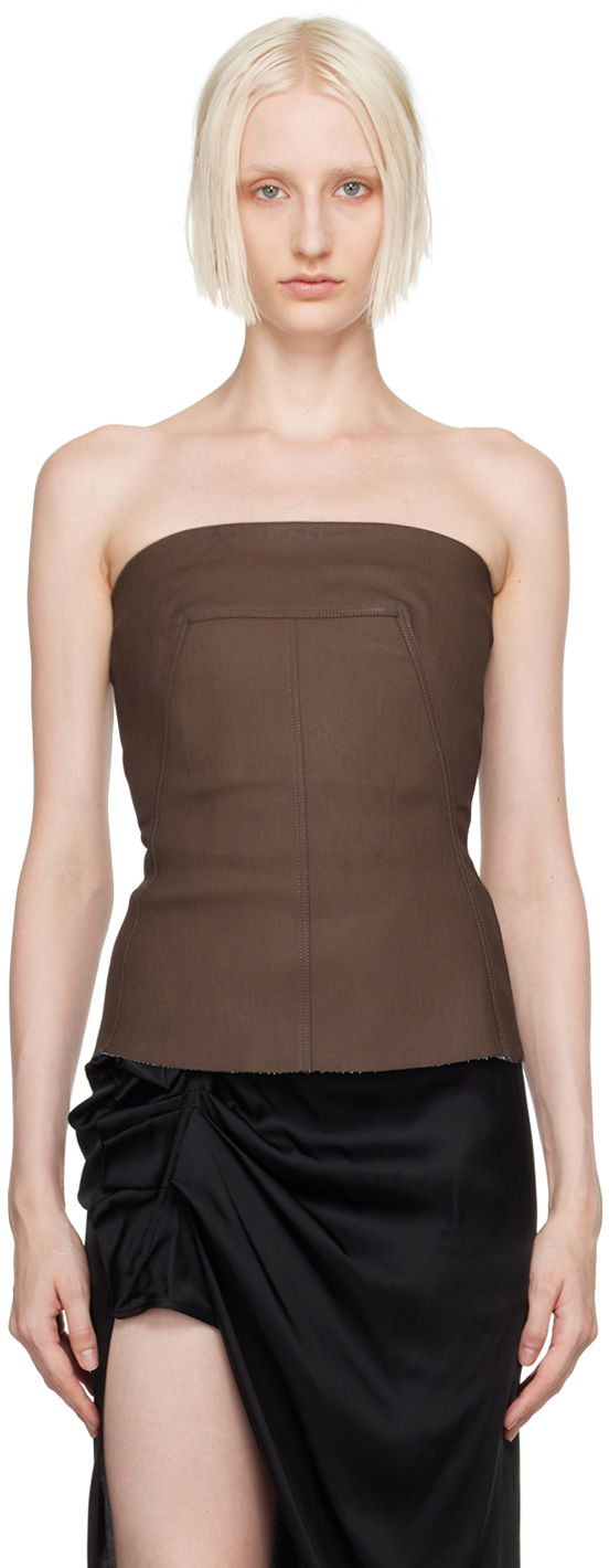 Kläder Rick Owens Brown Porterville Bustier Denim Top Brun | RP02D3127 SMT