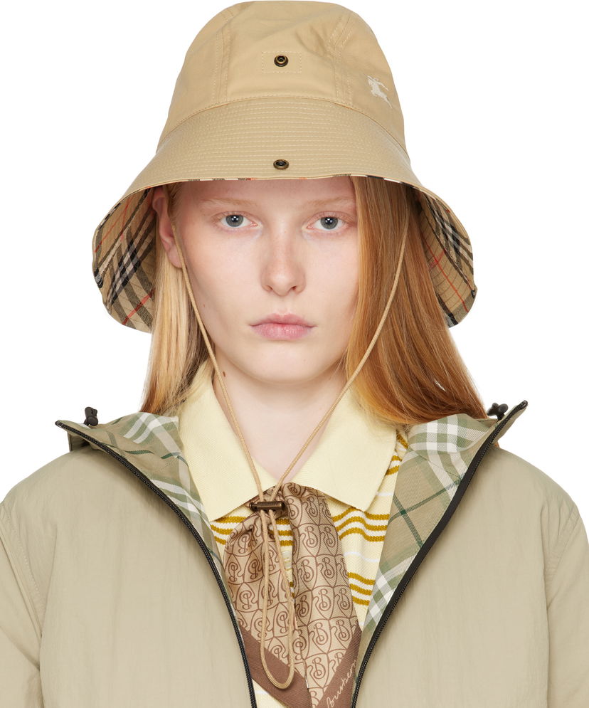 Hatt Burberry Burberry Check Brim Gabardine Bucket Hat Beige | 8112365