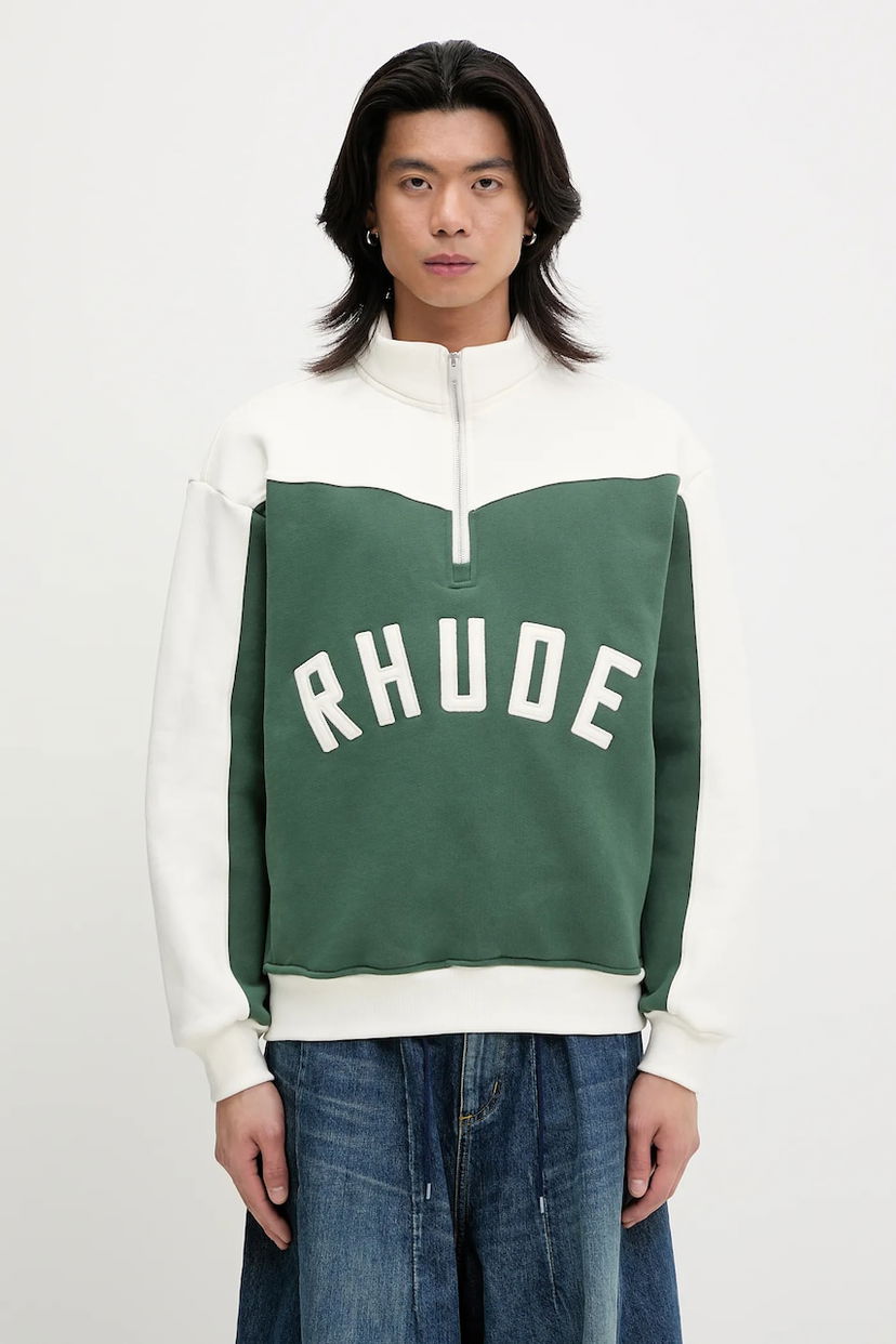 Sweatshirt Rhude RHUDE Monaco Quarter-Zip Sweatshirt Grön | RHSS25SW01012