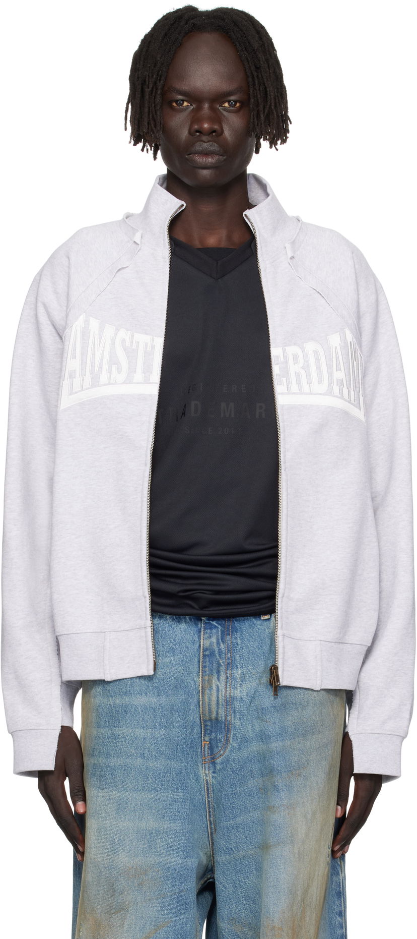 Sweatshirt VETEMENTS Vetements 'Amsterdam' Zip-Up Sweatshirt Grå | UH76ZU760GG
