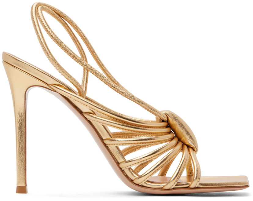 Sneakers och skor Gianvito Rossi Hellen Square Toe Heeled Sandals Metallisk | G32488-15RIC-NPS
