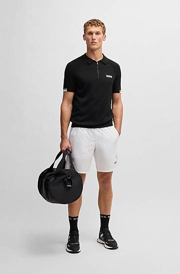 Polotröja BOSS Slim-Fit Knit Polo with Moisture Management Svart | 50537146, 1