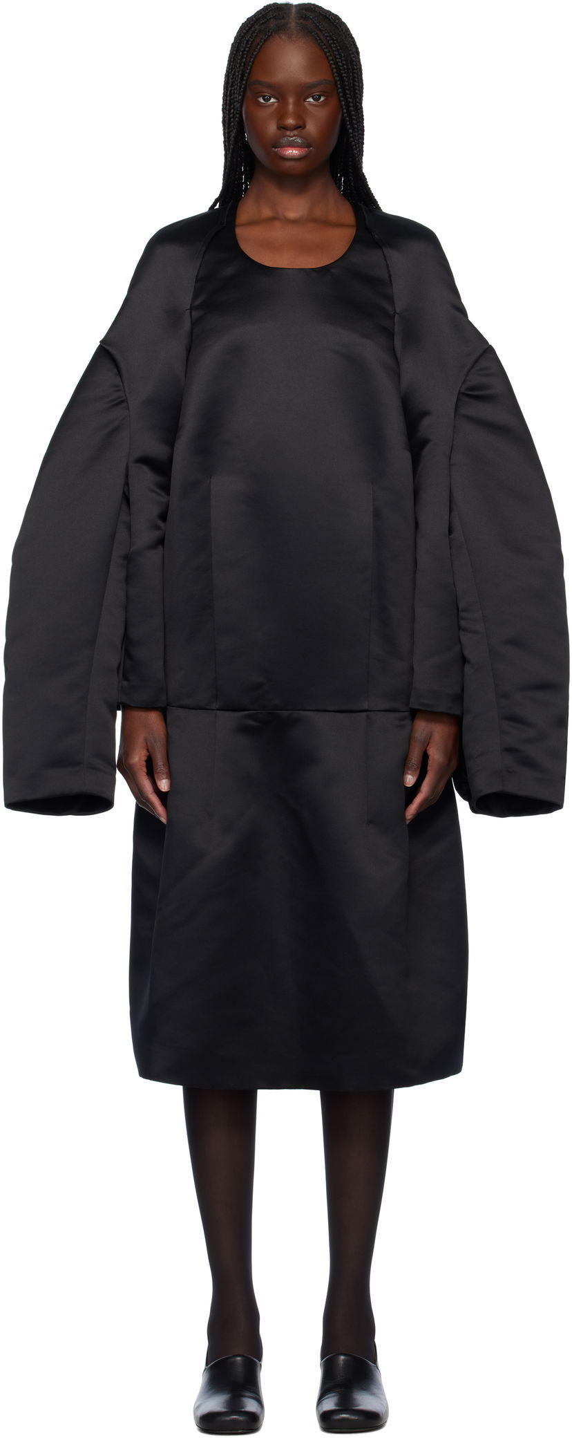 Klä Comme des Garçons Comme des Garçons Satin Midi Dress Svart | GO-O001-051-1