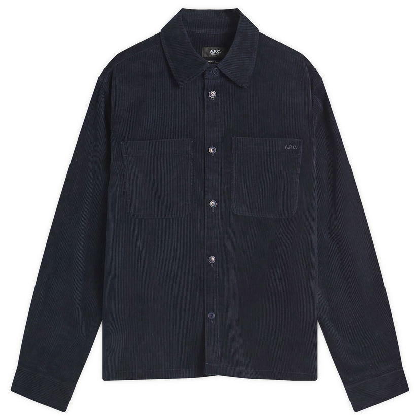 Skjorta A.P.C. Men's Leon Corduroy Overshirt Mörkblå | COHBB-H32019-IAK