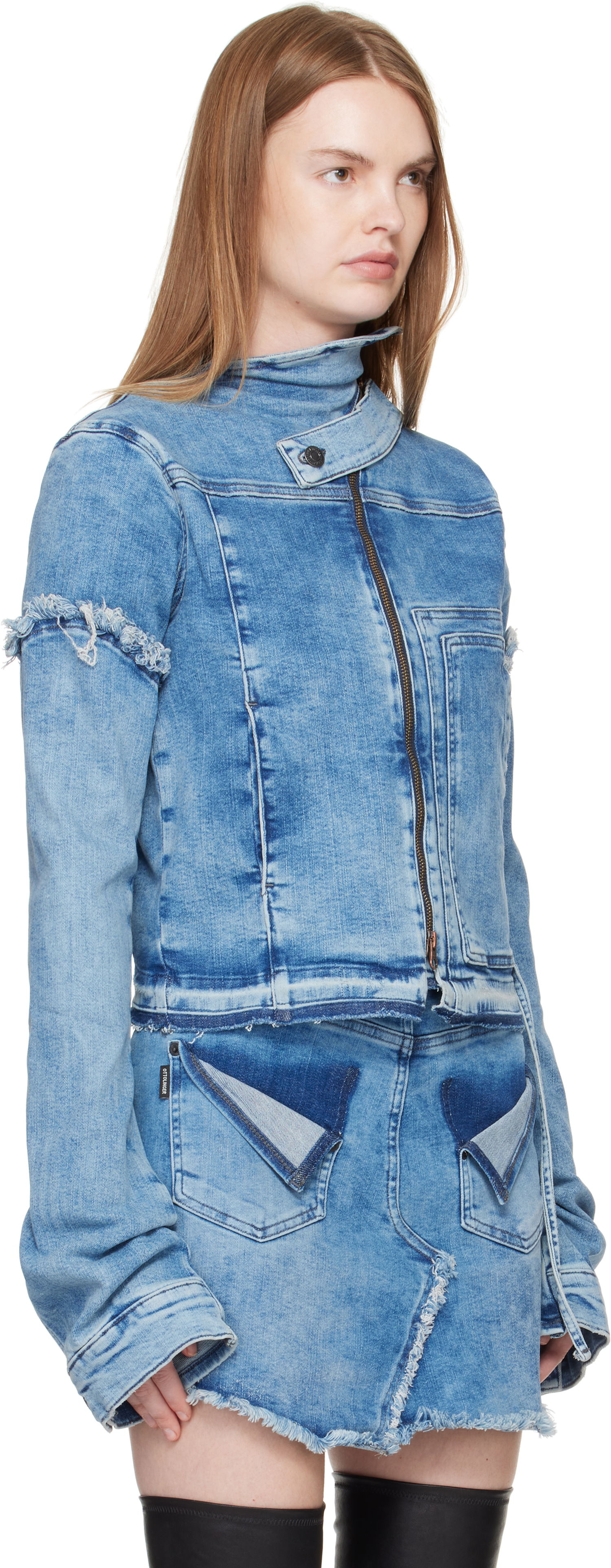 Jacka Ottolinger Ottolinger Drape Collar Denim Jacket Blå | 117-701017-01, 1