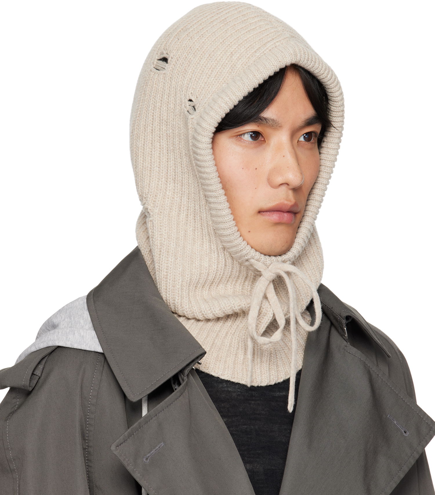 Hatt Maison Margiela MM6 Maison Margiela Knit Wool Hood Beige | S52TB0008 M13138, 1