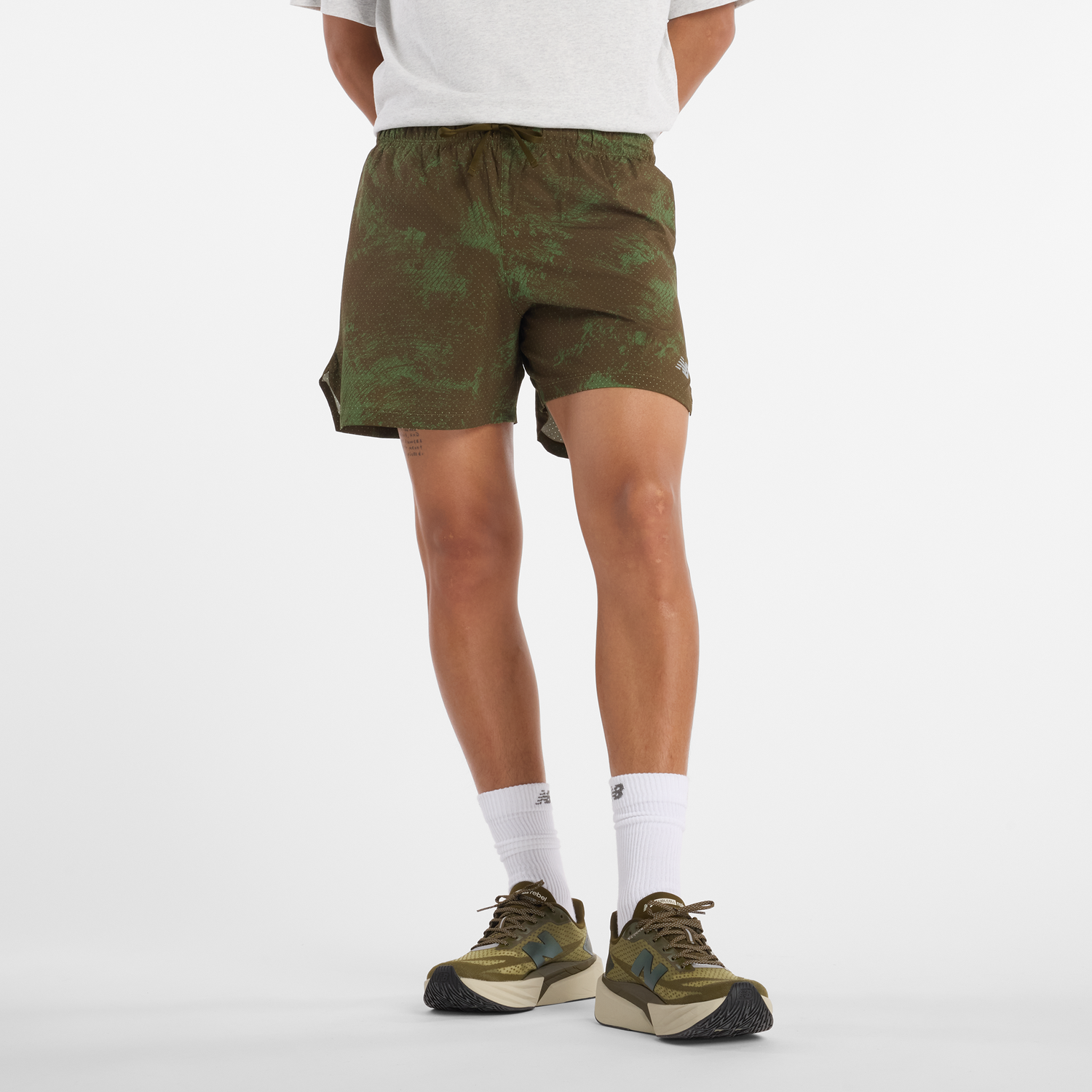 Shorts New Balance Patterned Performance Shorts Grön | NBMS43285WDL, 0