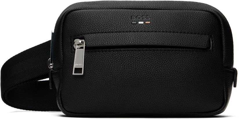 Midjeväska BOSS BOSS Pebble-Grained Faux-Leather Belt Bag Svart | 50548019