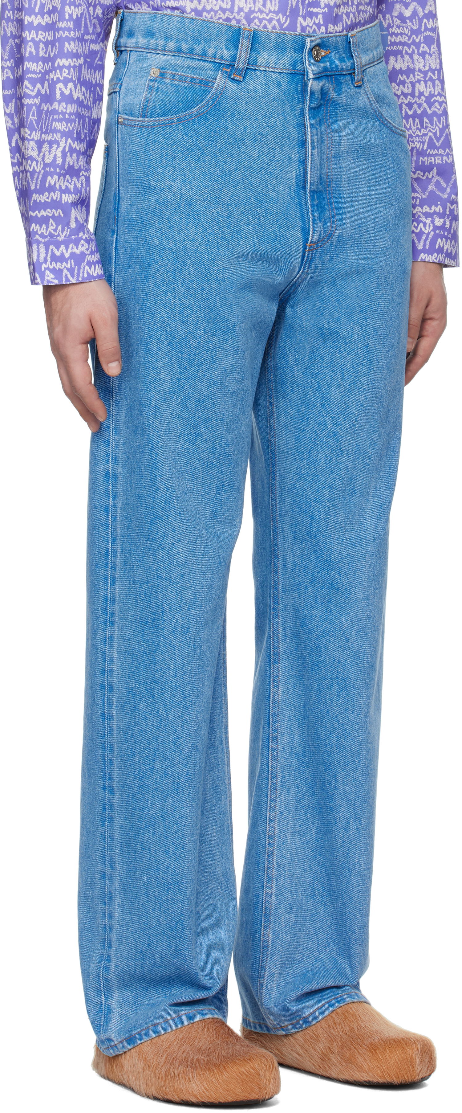 Jeans Marni Wide-Leg Jeans Blå | PUJU0021A2 USCW91, 1