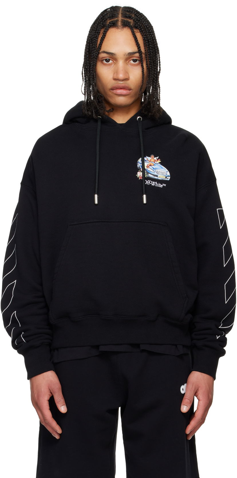 Sweatshirt Off-White Off-White Fresco Arrow Hoodie Svart | OMBB085S25FLE0051001