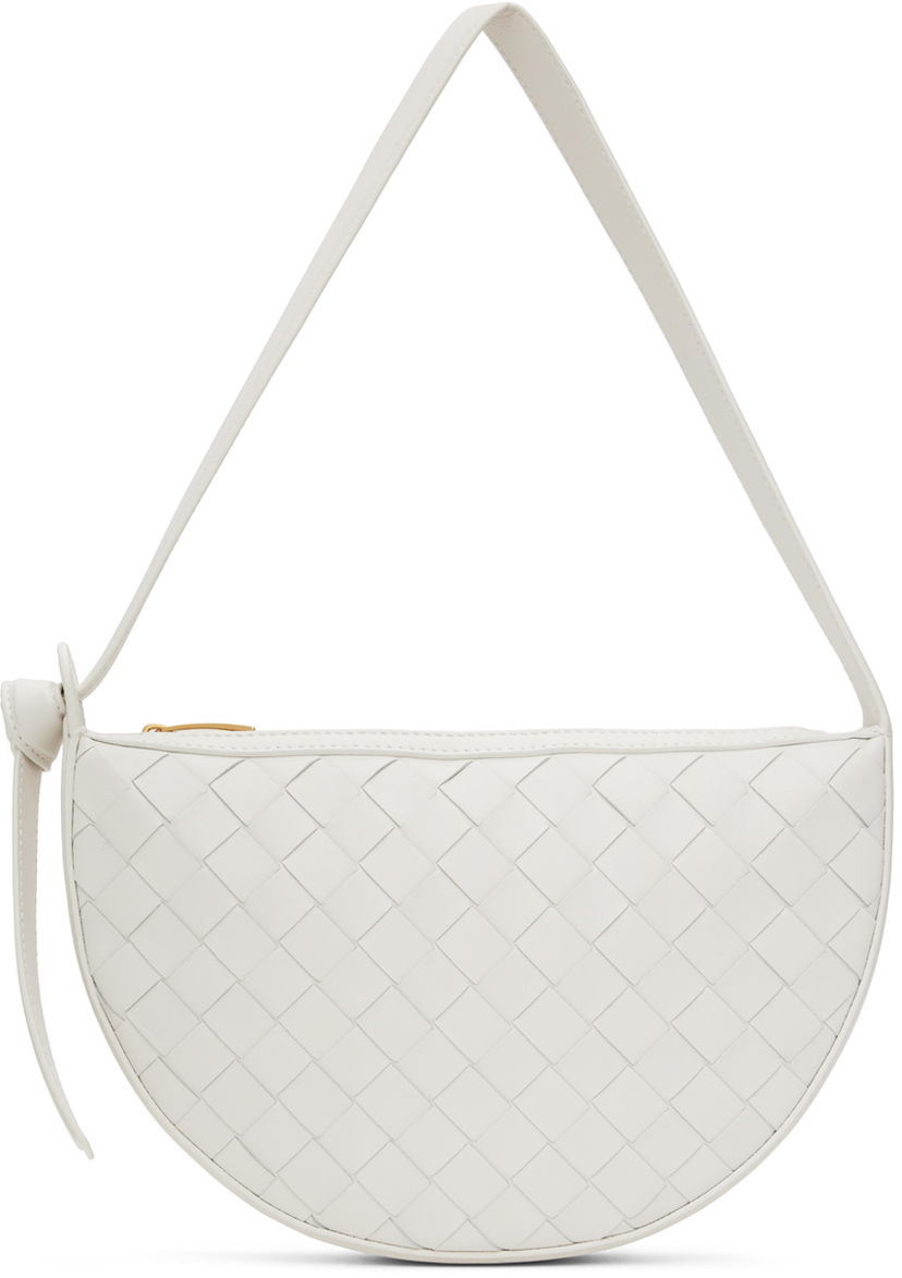 Axelväska Bottega Veneta Mini Sunrise Woven Leather Shoulder Bag Vit | 763747 VCPP3