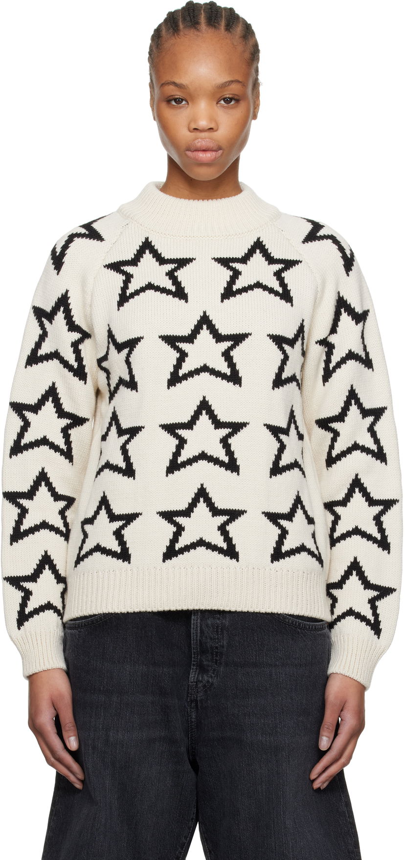 Sweater RE/DONE Re/Done Mock Neck Star Sweater Vit | 797-10WMSTPUL