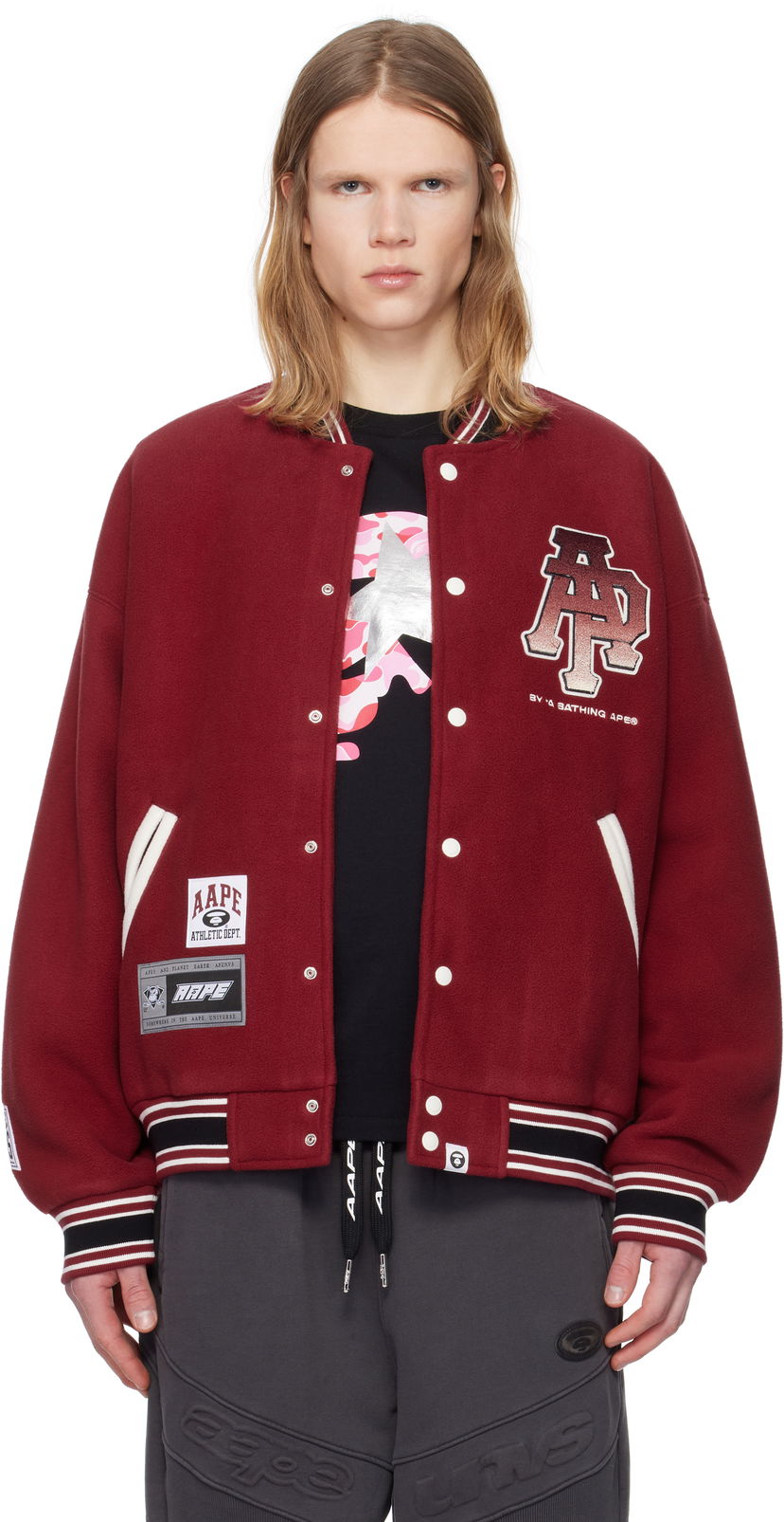 Bomberjacka AAPE by A Bathing Ape AAPE By A Bathing Ape Main Bomber Jacket Röd | AAPSWMB351XXNBDX